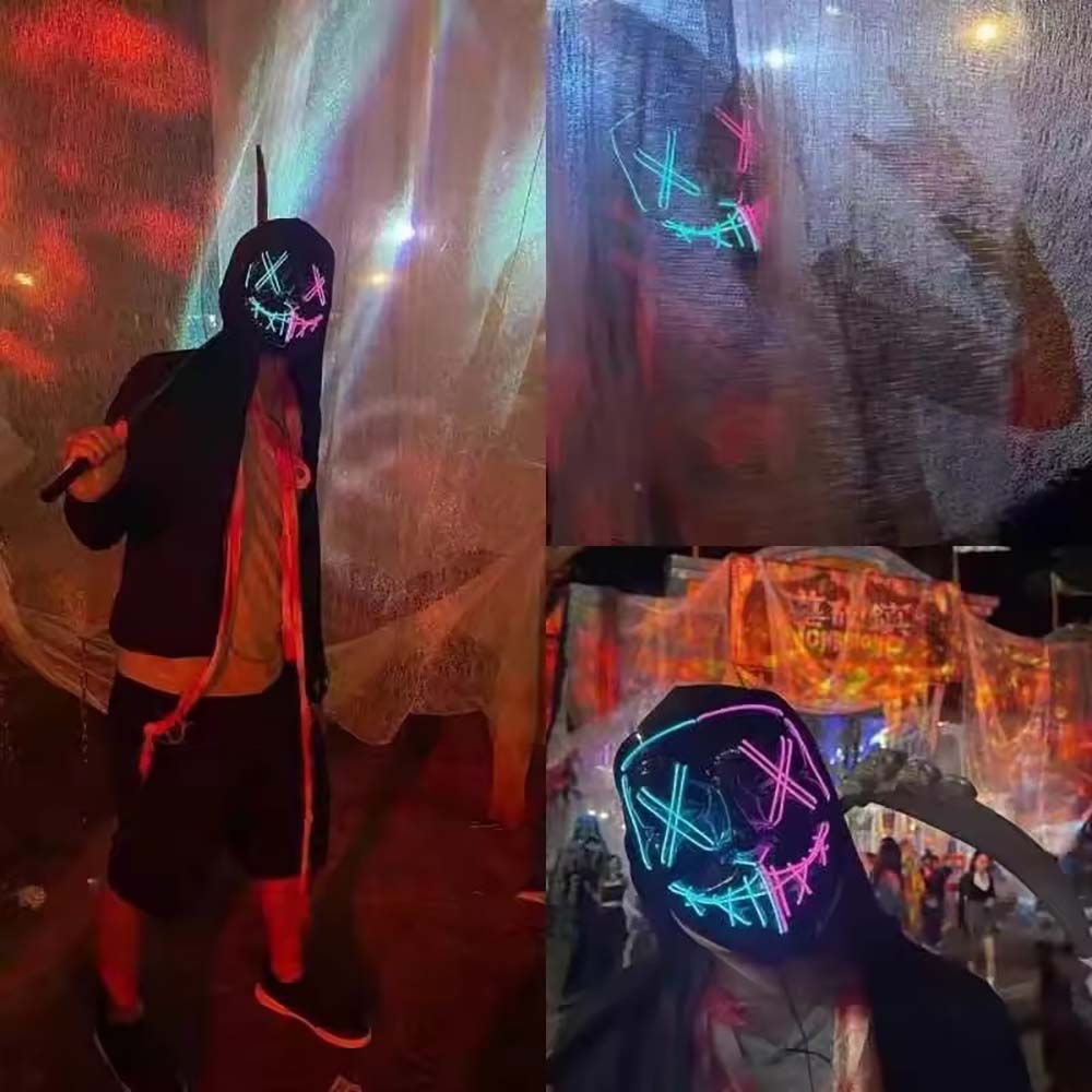 قناع لامع بتقنية النيون LED ال - مراجعة Led Purge Mask Halloween وسعره