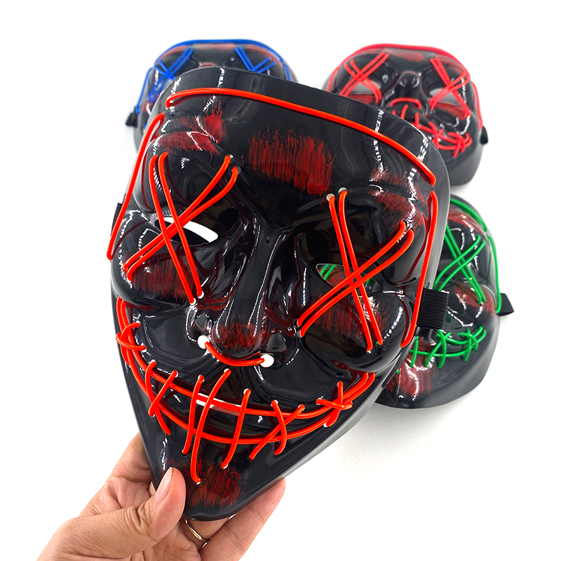 قناع حفلات لاسلكي ملون بإضاءة  - مراجعة Led Purge Mask Halloween وسعره