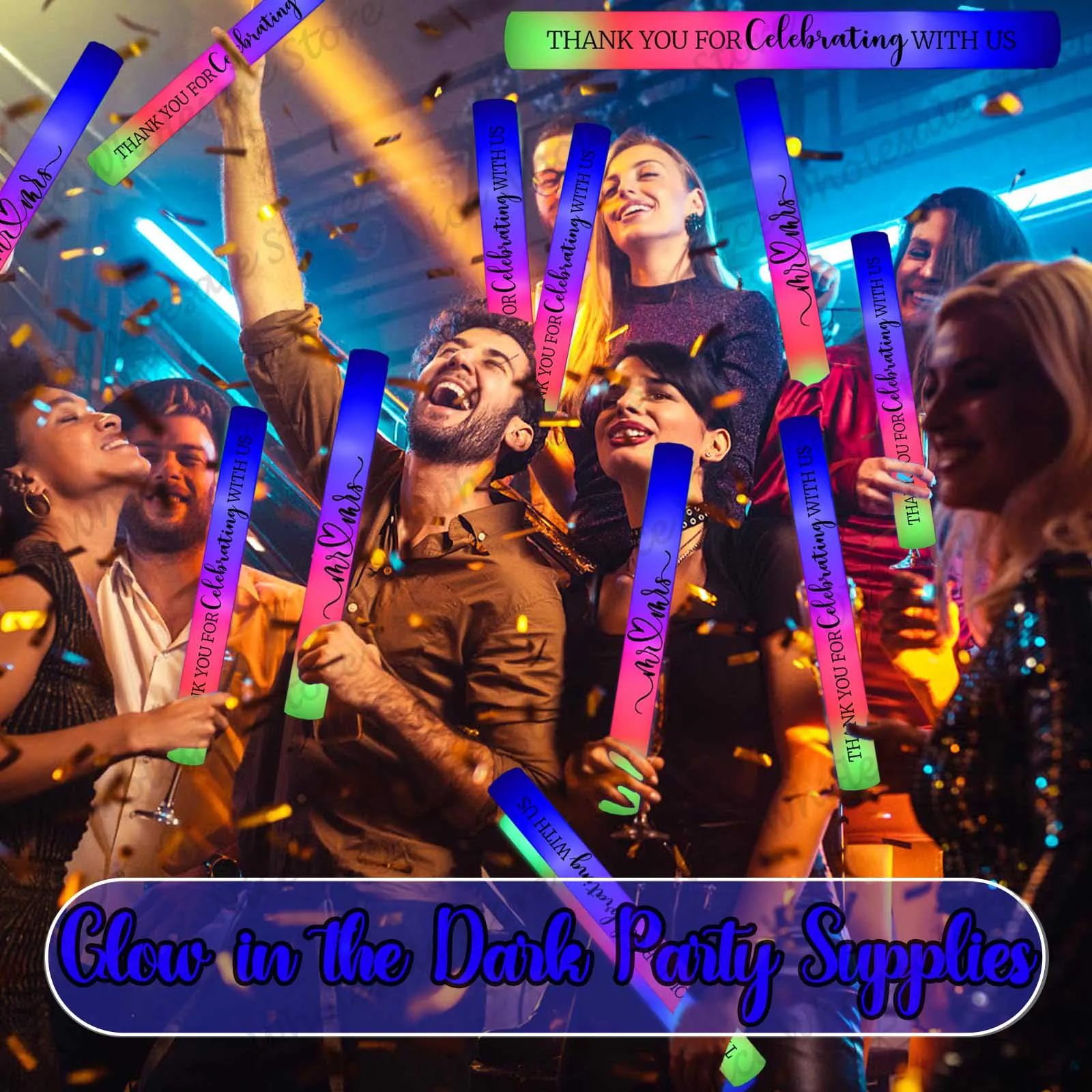 عصي إضاءة LED بالجملة 100-30 ق - مراجعة Flashing Led Foam Sticks Party وسعره